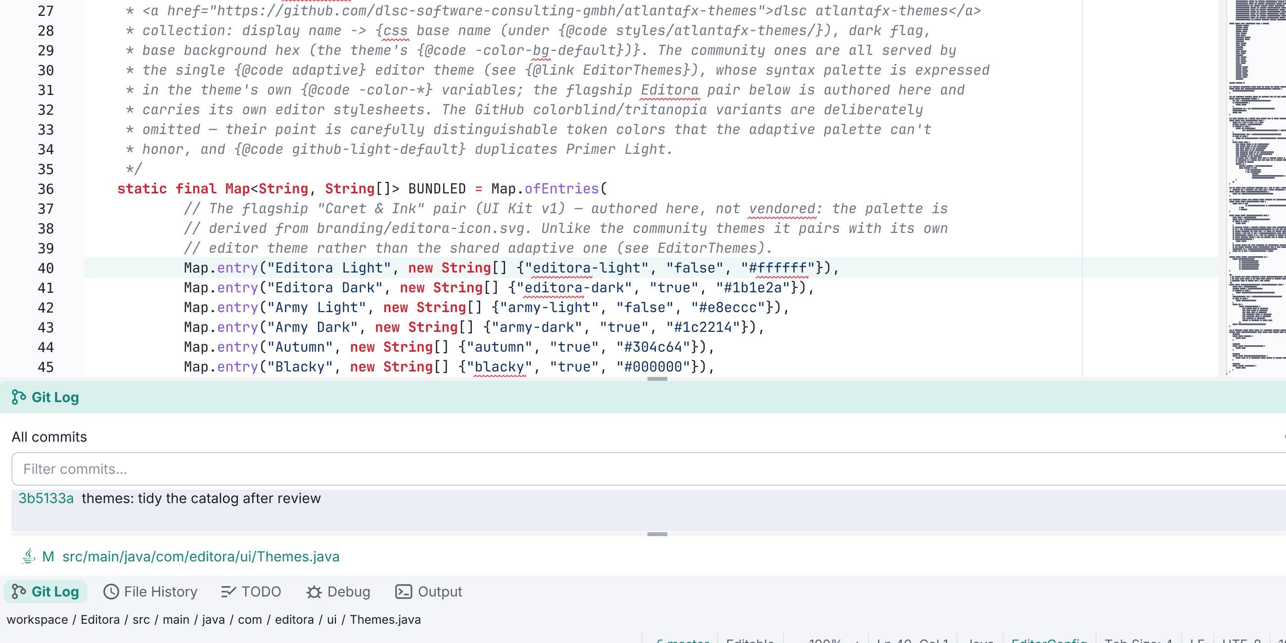 Git integration in Editora