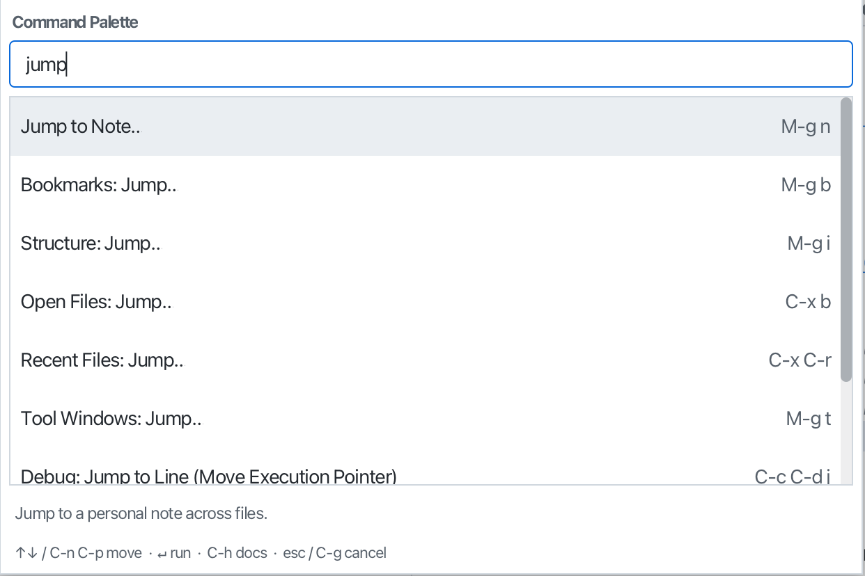 Jump-to popups in Editora