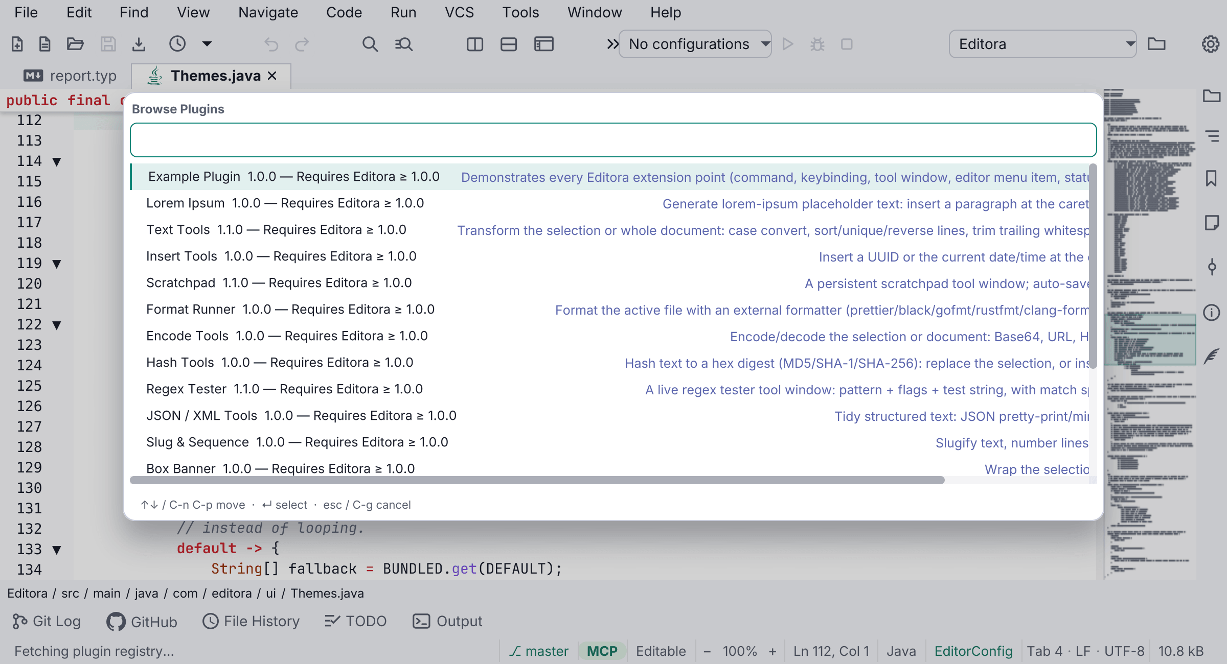 Plugins in Editora