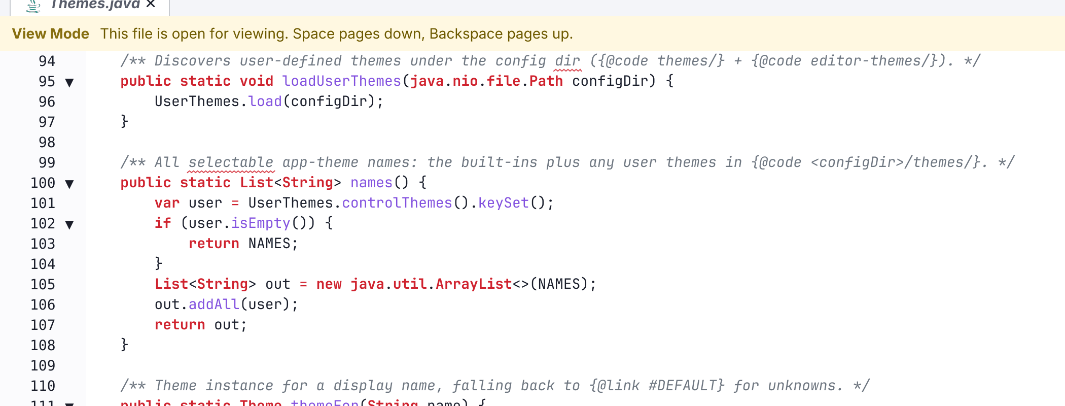 Read-only / View mode in Editora
