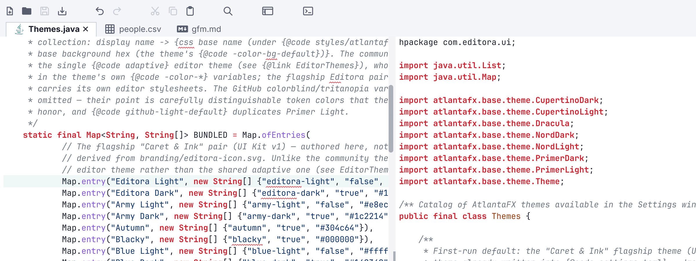 Simple UI mode in Editora