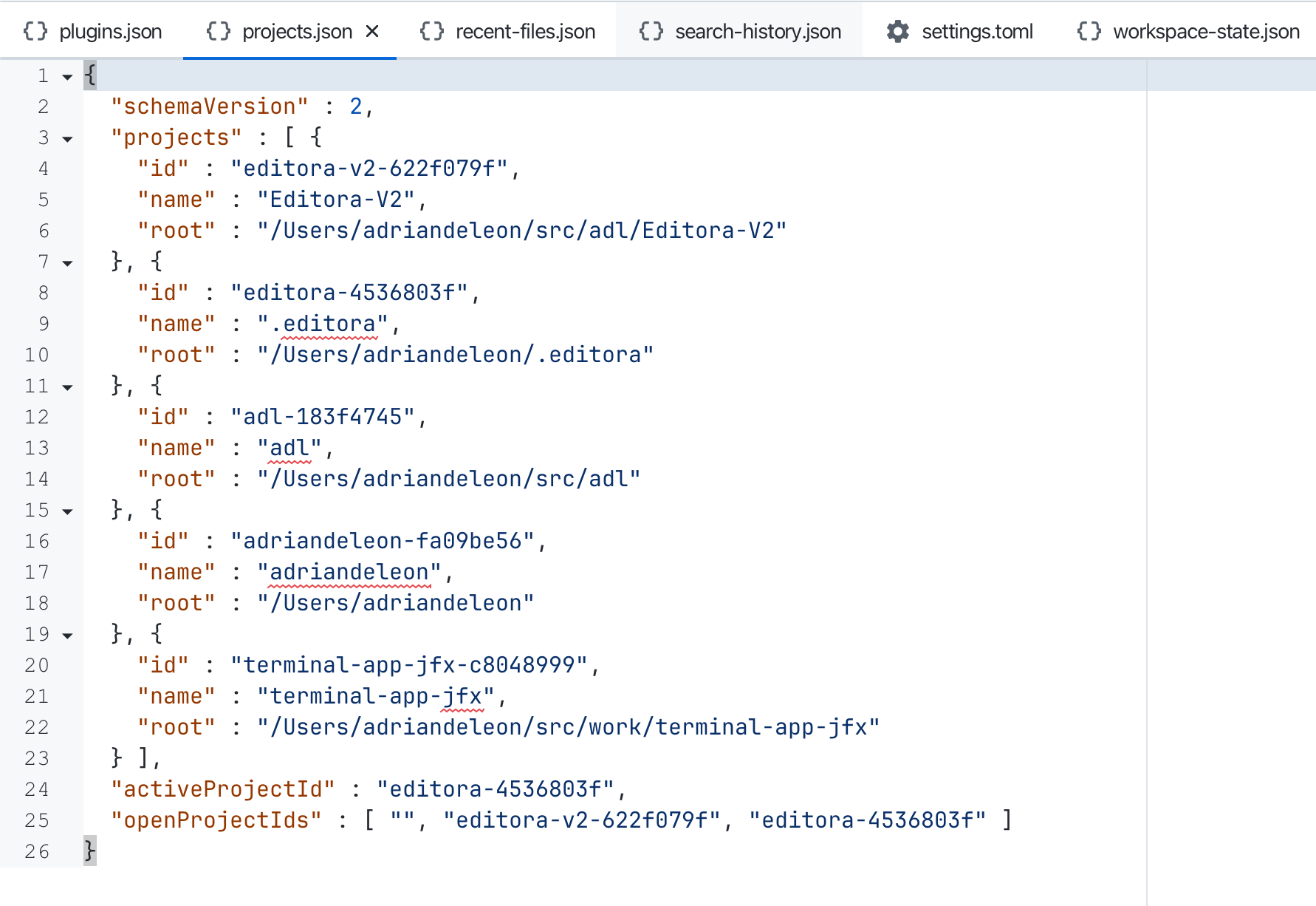 Syntax highlighting in Editora